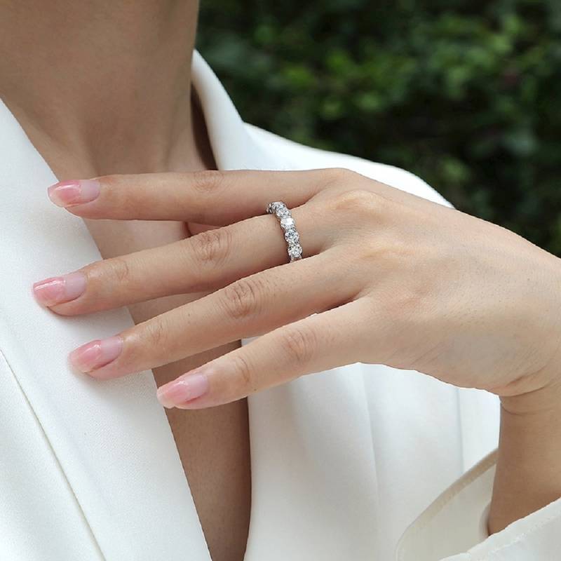 R12969款S925银镀18K白金Women's RingMoissanite5.1ct