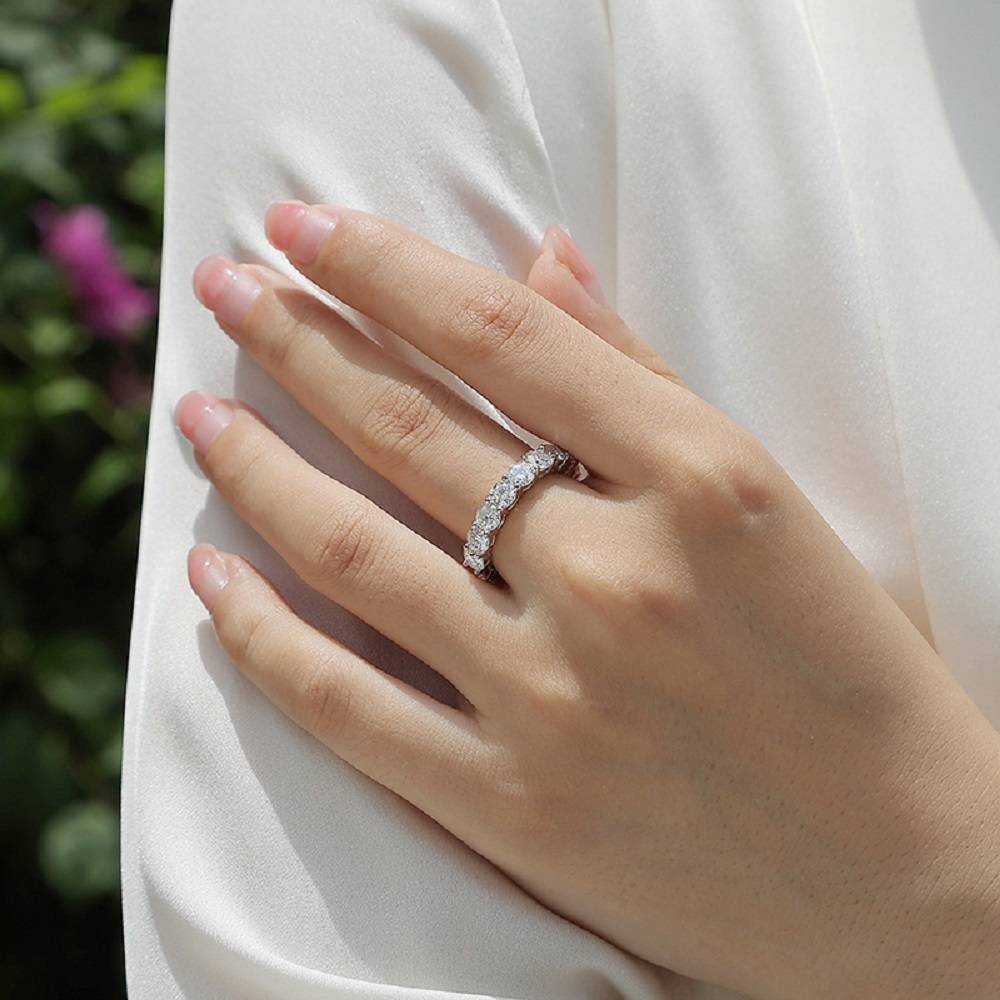 R12969款S925银镀18K白金Women's RingMoissanite5.1ct