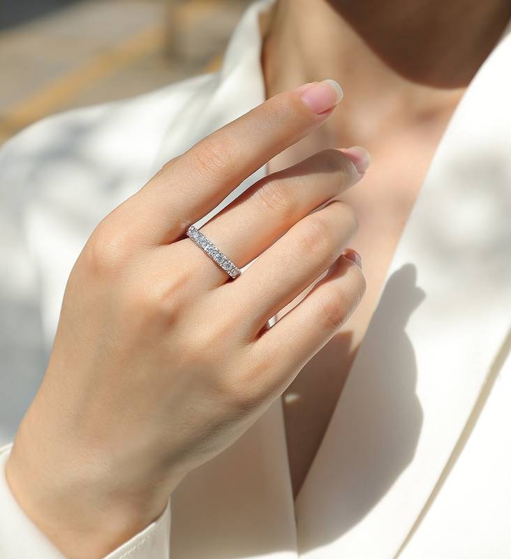 R12961款S925银镀18K白金Women's RingMoissanite厘石0.7ct