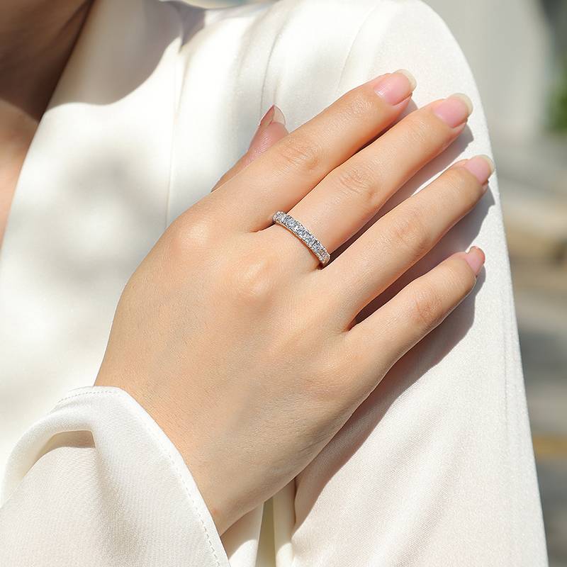R12961款S925银镀18K白金Women's RingMoissanite厘石0.7ct