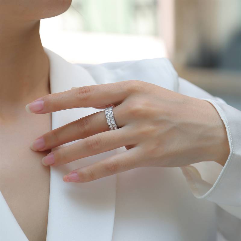 R12960款S925银镀18K白金女戒莫桑钻厘石1.08CT