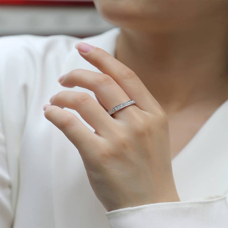 R13018款S925银镀18K白金Women's RingMoissanite厘石0.9ct
