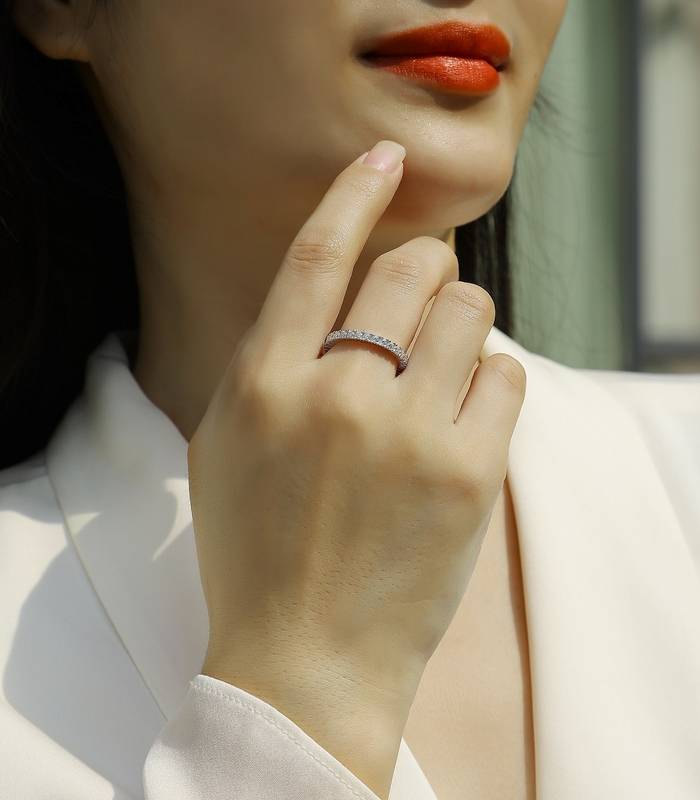R13148款S925银镀18K白金Women's RingMoissanite厘0.9ct