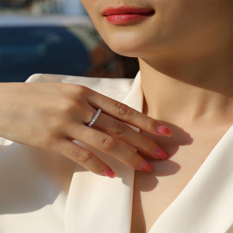 R13238款S925银镀18K白金Women's RingMoissanite厘石0.48ct