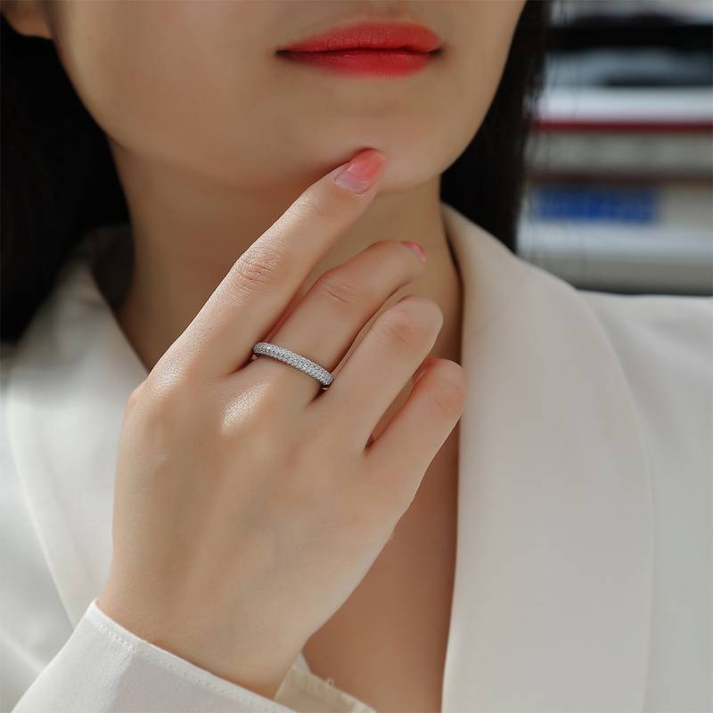 R13248款S925银镀18K白金女戒莫桑钻厘石0.504CT