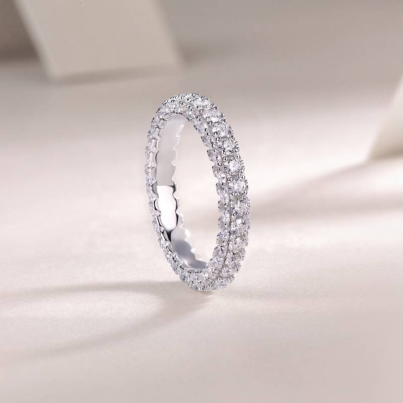 R13411款S925银镀18K白金Women's RingMoissanite厘石2.1ct