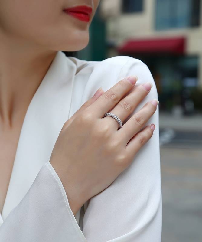 R13411款S925银镀18K白金Women's RingMoissanite厘石2.1ct