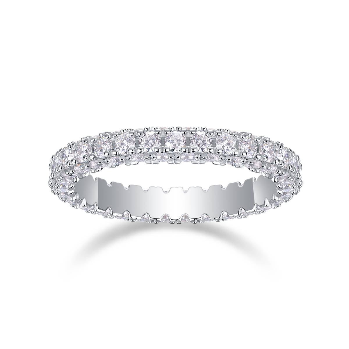 R13411款S925银镀18K白金女戒莫桑钻厘石2.1CT