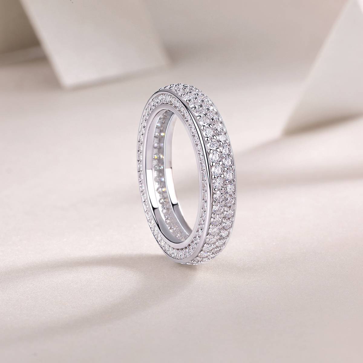 R13409款S925银镀18K白金Women's RingMoissanite厘石2.12ct