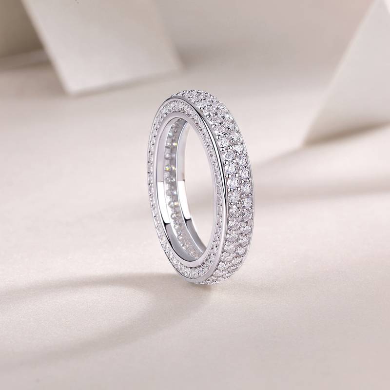 R13409款S925银镀18K白金女戒莫桑钻厘石2.12CT