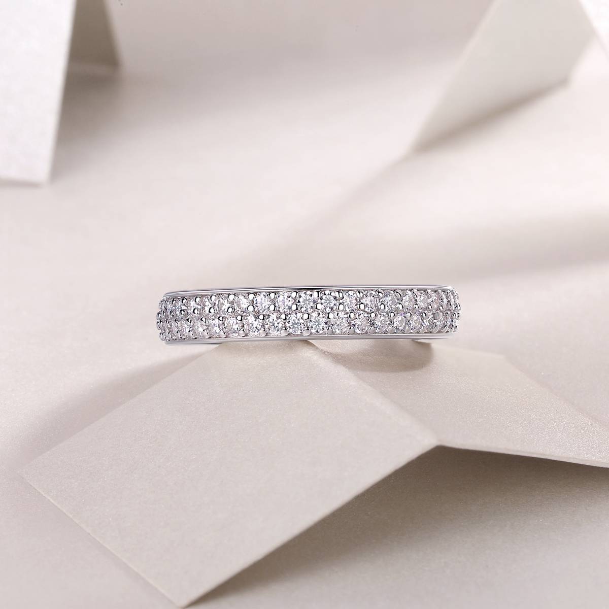 R13409款S925银镀18K白金Women's RingMoissanite厘石2.12ct