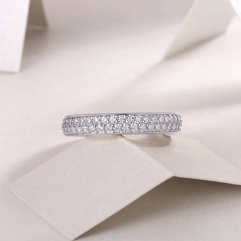 R13409款S925银镀18K白金女戒莫桑钻厘石2.12CT