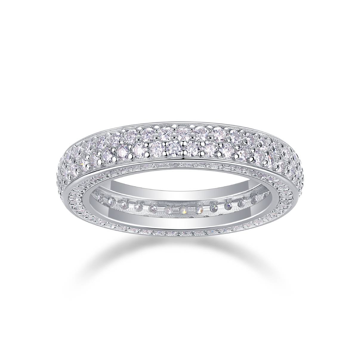R13409款S925银镀18K白金Women's RingMoissanite厘石2.12ct