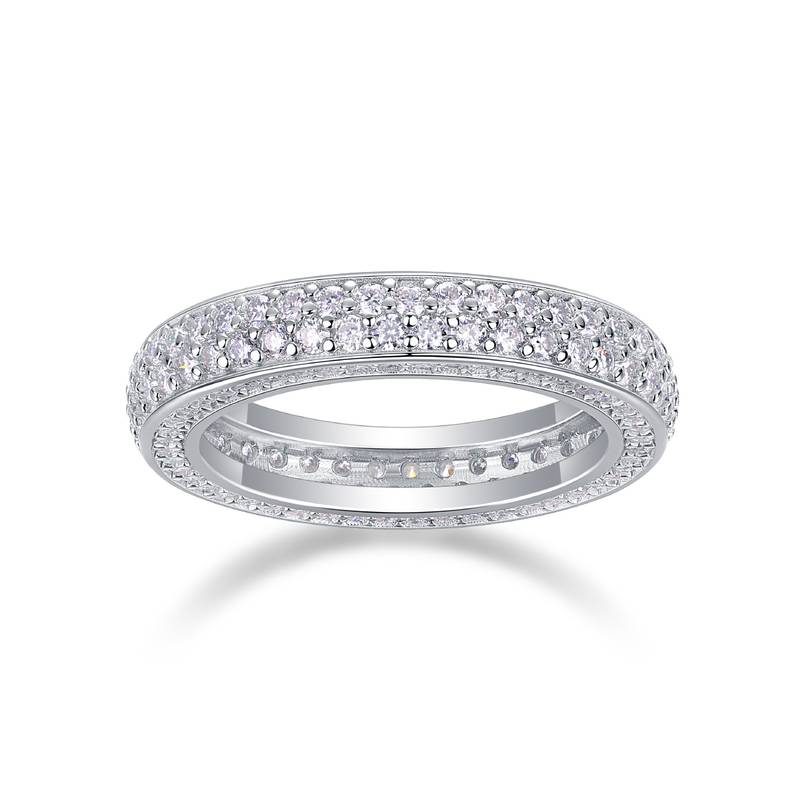 R13409款S925银镀18K白金女戒莫桑钻厘石2.12CT
