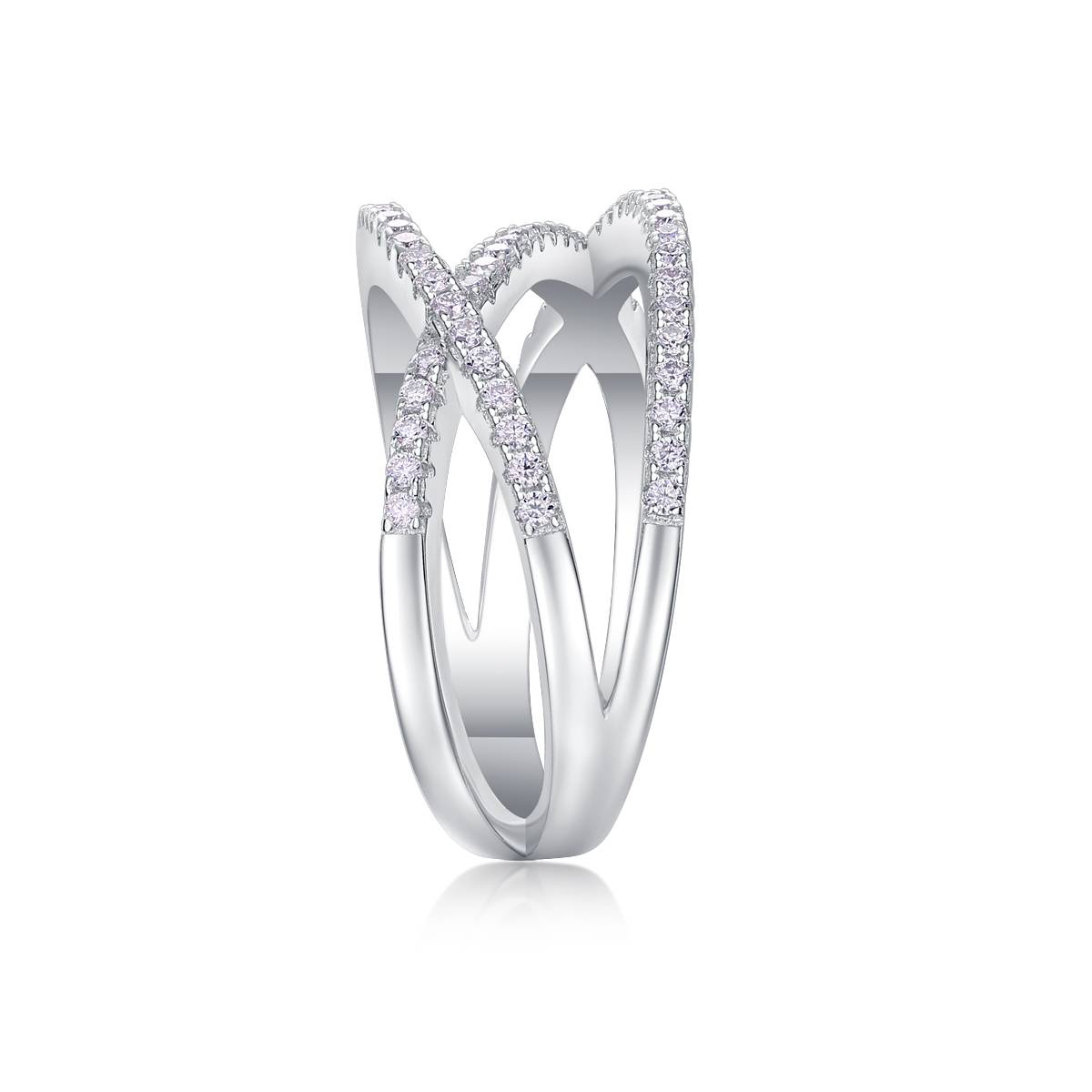 R13689款S925银镀18K白金Women's RingMoissanite厘石0.4ct