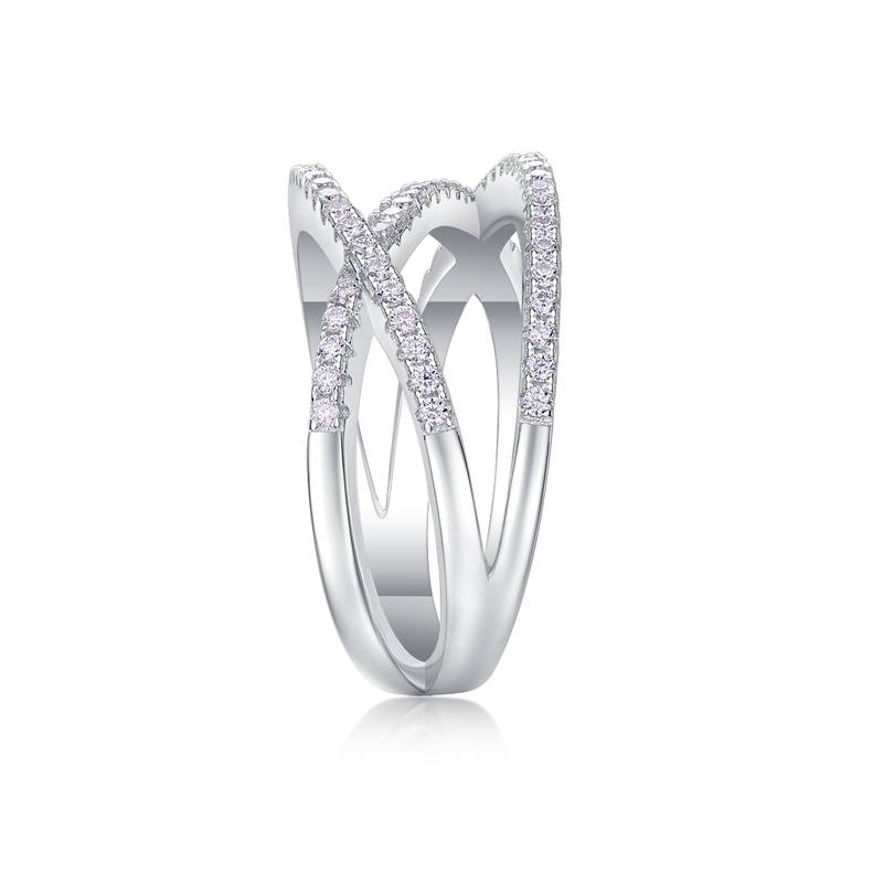 R13689款S925银镀18K白金Women's RingMoissanite厘石0.4ct