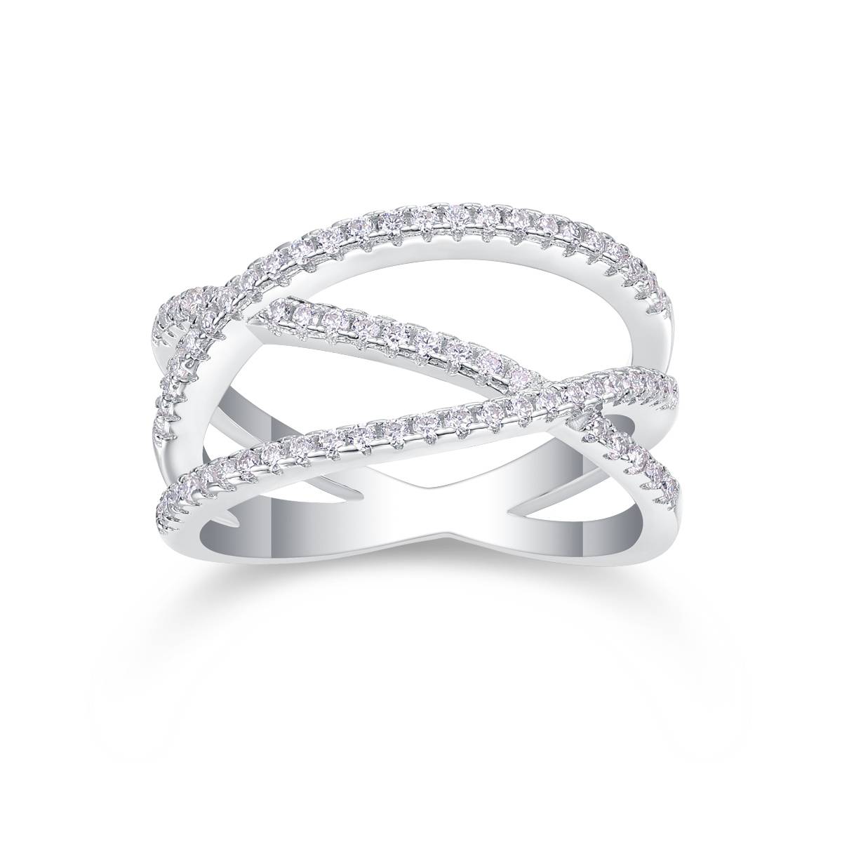 R13689款S925银镀18K白金Women's RingMoissanite厘石0.4ct