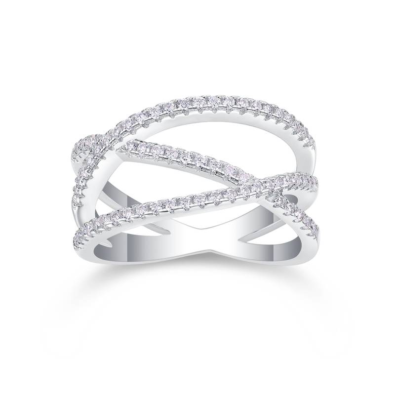 R13689款S925银镀18K白金Women's RingMoissanite厘石0.4ct