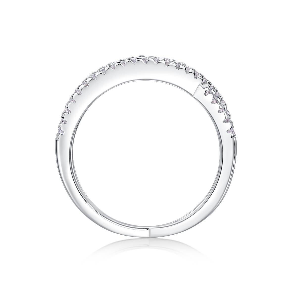 R13689款S925银镀18K白金Women's RingMoissanite厘石0.4ct
