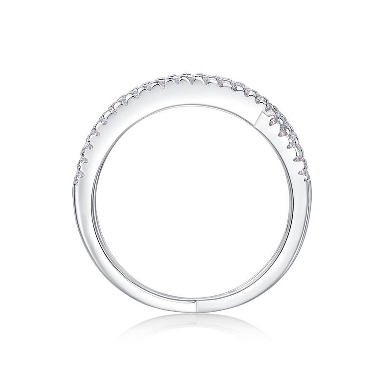 R13689款S925银镀18K白金Women's RingMoissanite厘石0.4ct