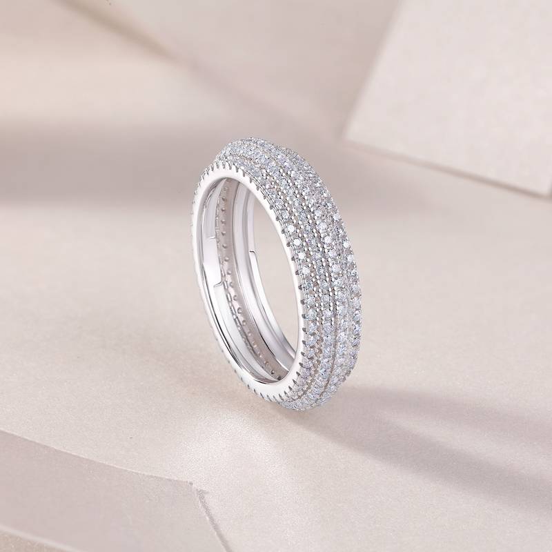 R13696款S925银镀18K白金Women's RingMoissanite厘石1.47ct