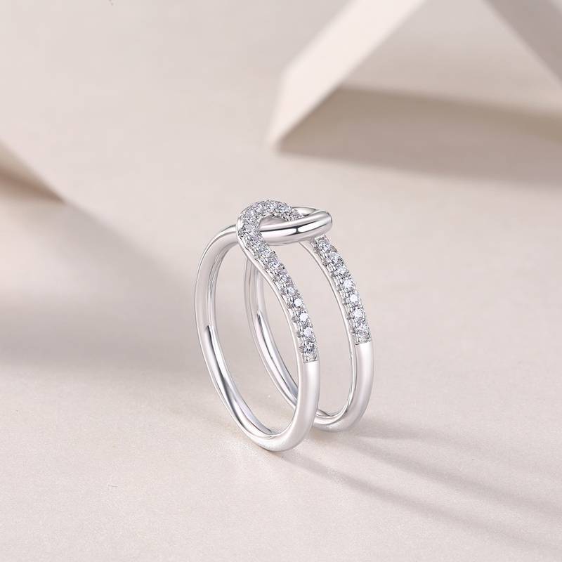 R13687款S925银镀18K白金Women's RingMoissanite厘石0.22ct