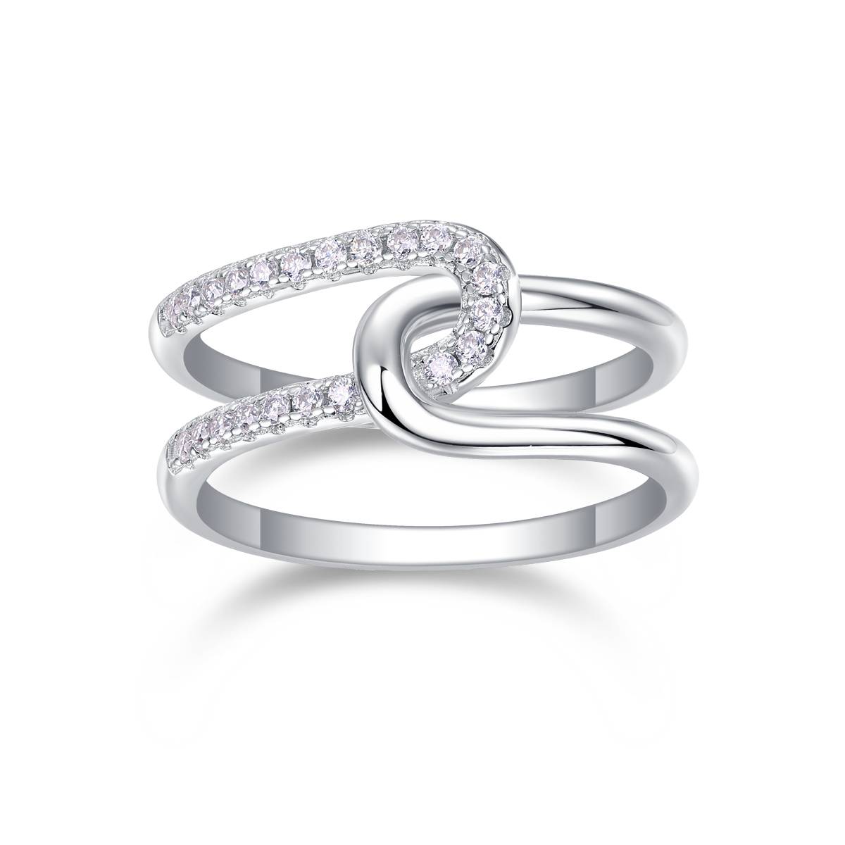 R13687款S925银镀18K白金女戒莫桑钻厘石0.22CT