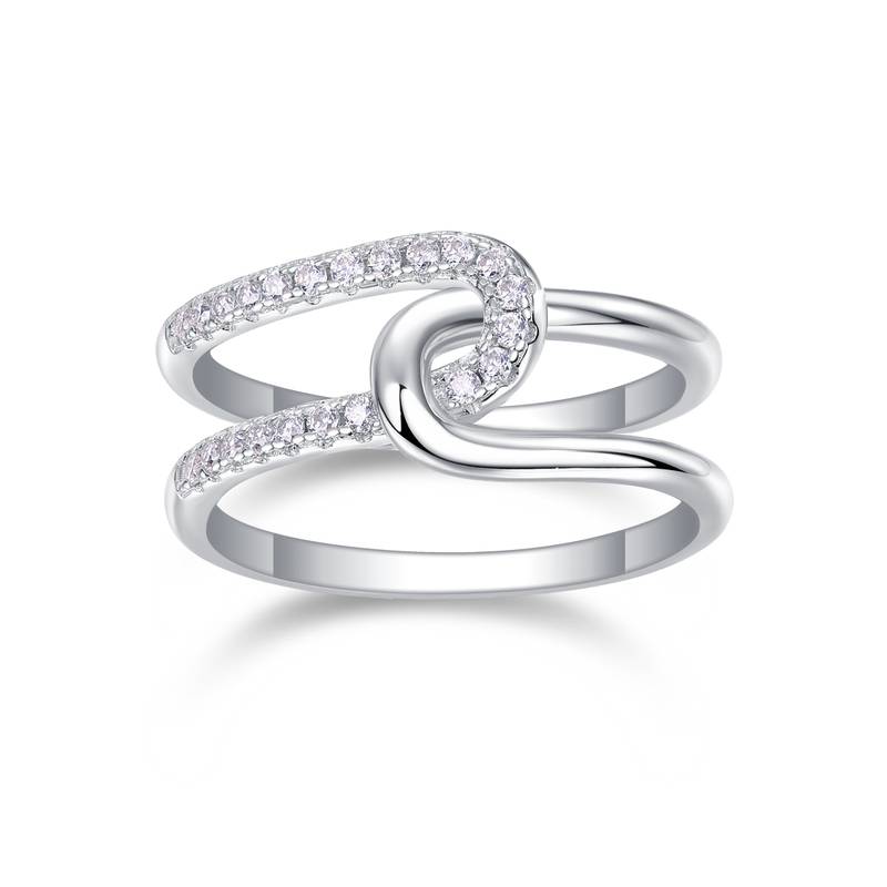 R13687款S925银镀18K白金Women's RingMoissanite厘石0.22ct