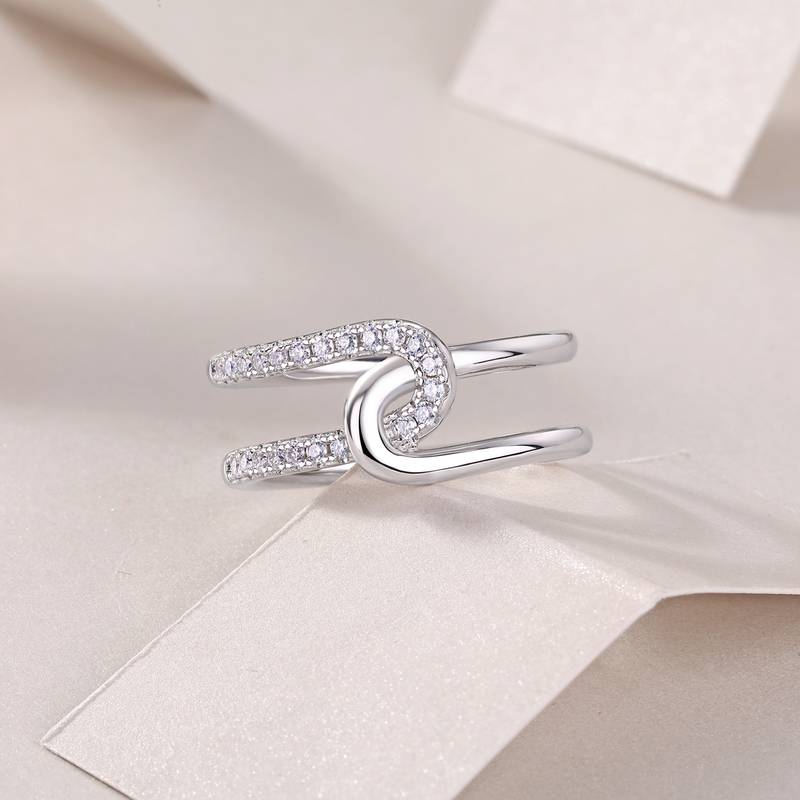 R13687款S925银镀18K白金Women's RingMoissanite厘石0.22ct