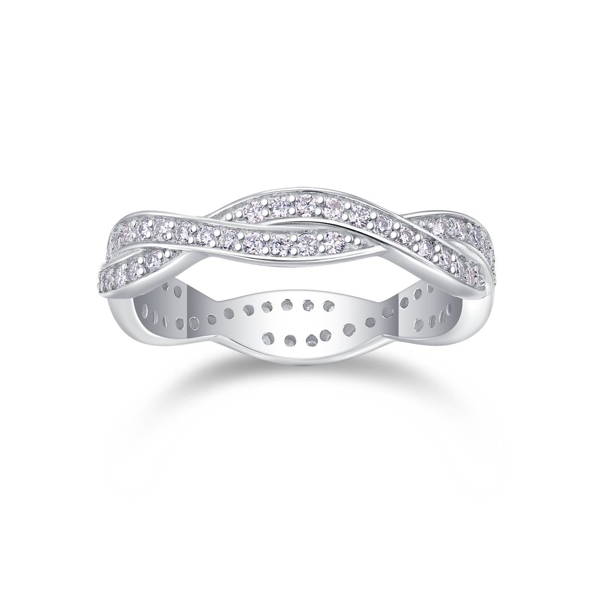 R13690款S925银镀18K白金女戒莫桑钻厘石0.57CT
