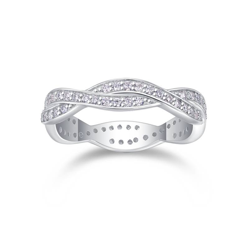 R13690款S925银镀18K白金女戒莫桑钻厘石0.57CT