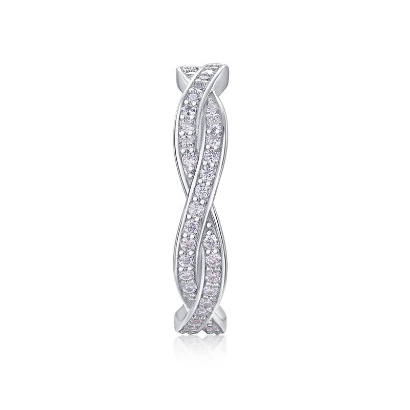 R13690款S925银镀18K白金女戒莫桑钻厘石0.57CT