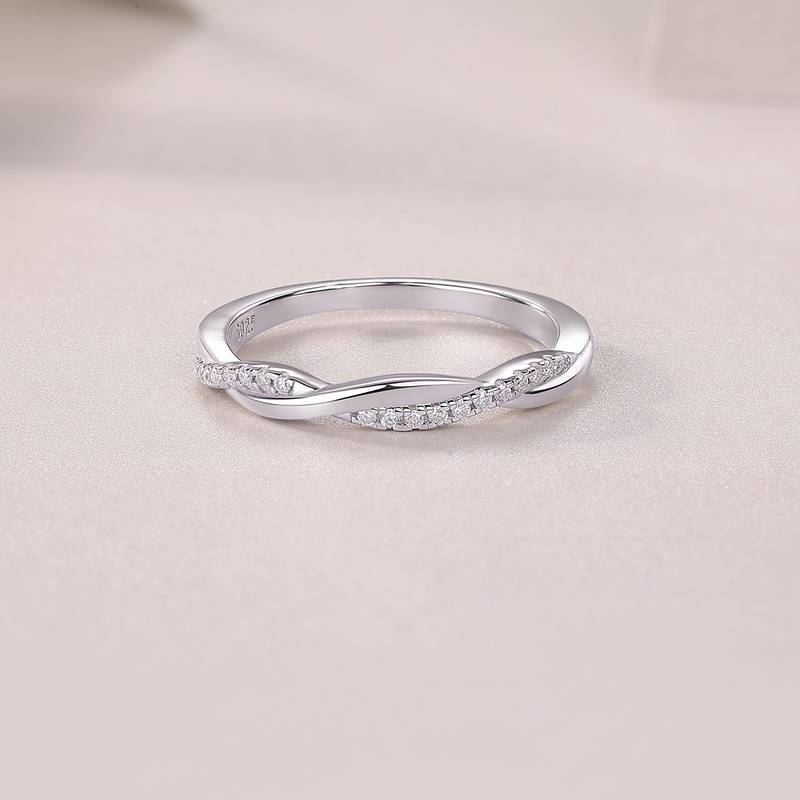 R13470款S925银镀18K白金Women's RingMoissanite厘石0.14ct