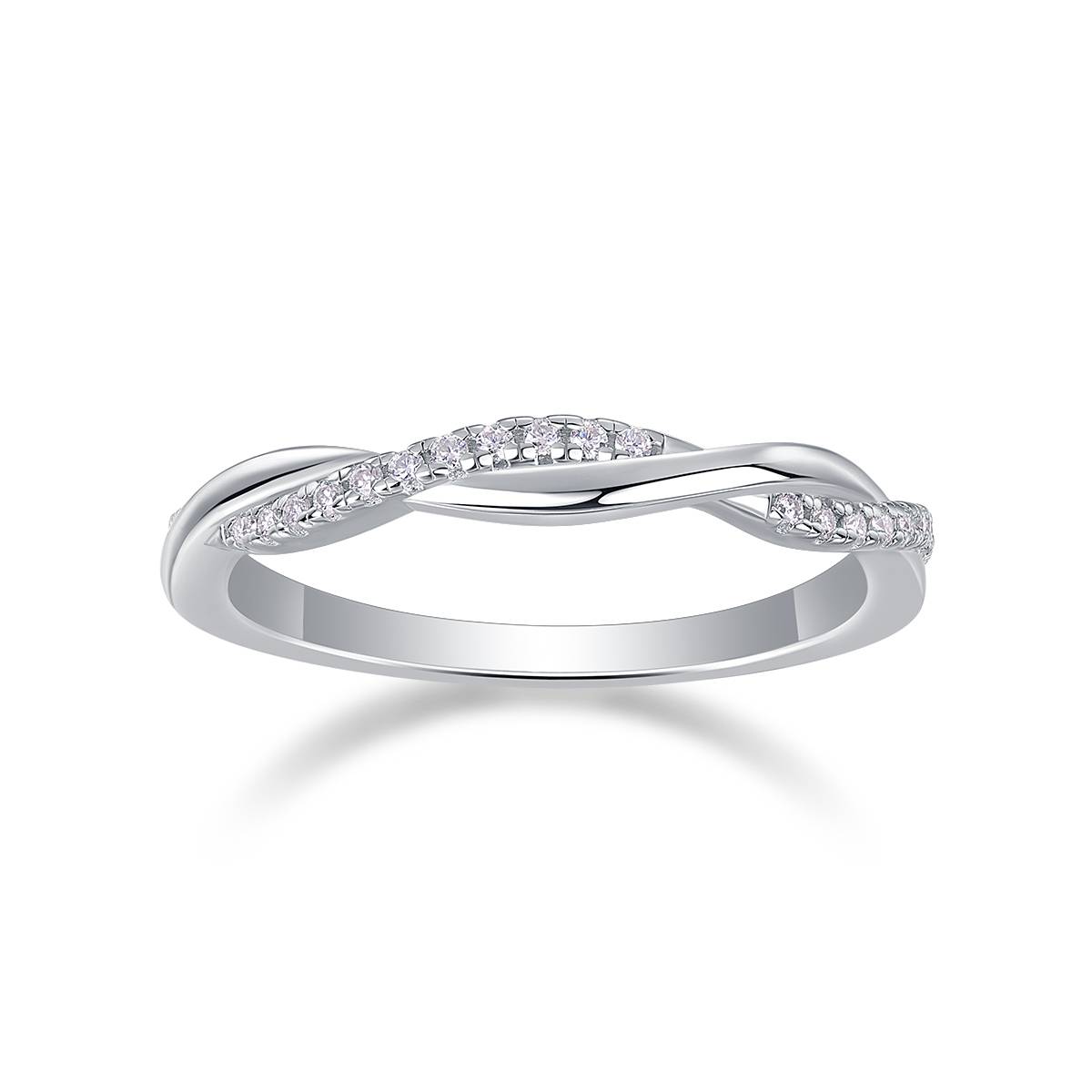 R13470款S925银镀18K白金女戒莫桑钻厘石0.14CT