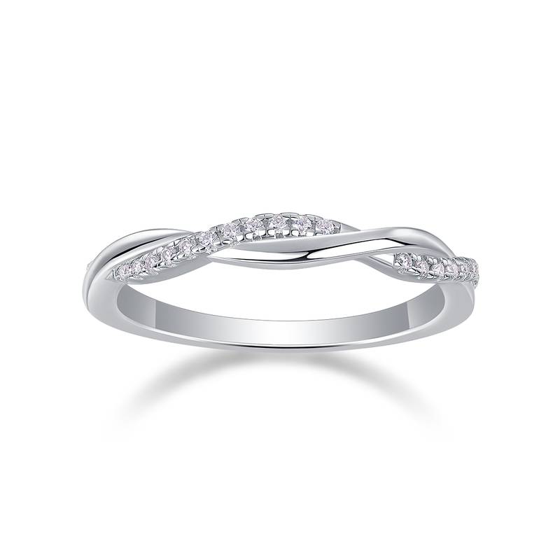 R13470款S925银镀18K白金Women's RingMoissanite厘石0.14ct
