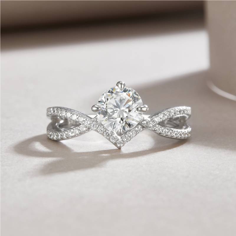 R13543款S925银镀18K白金Women's RingMoissanite1.0ct