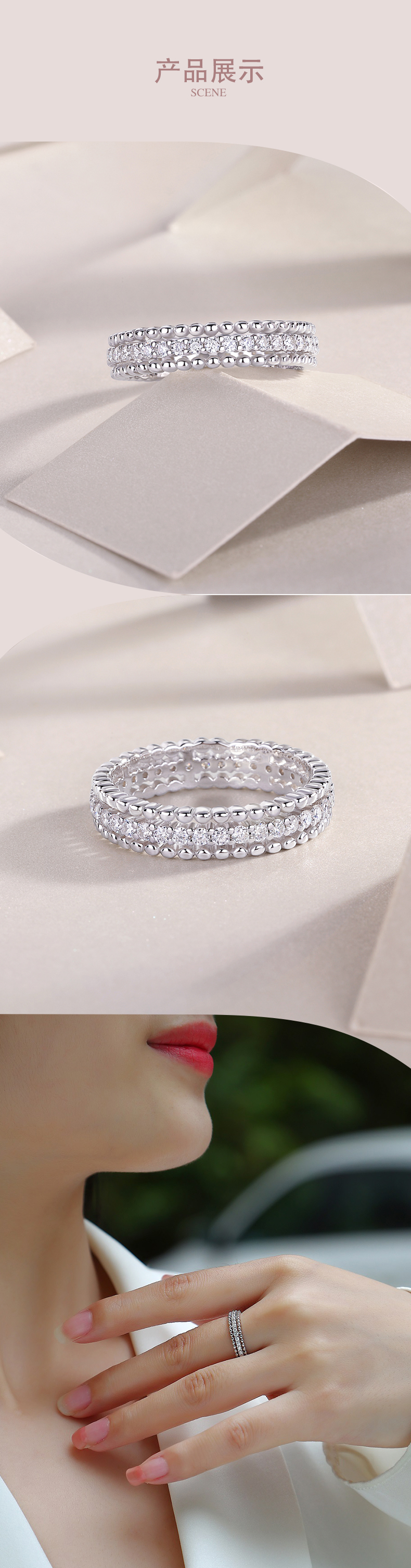 R13318款S925银镀18K白金女戒莫桑钻厘石0.6CT - 4