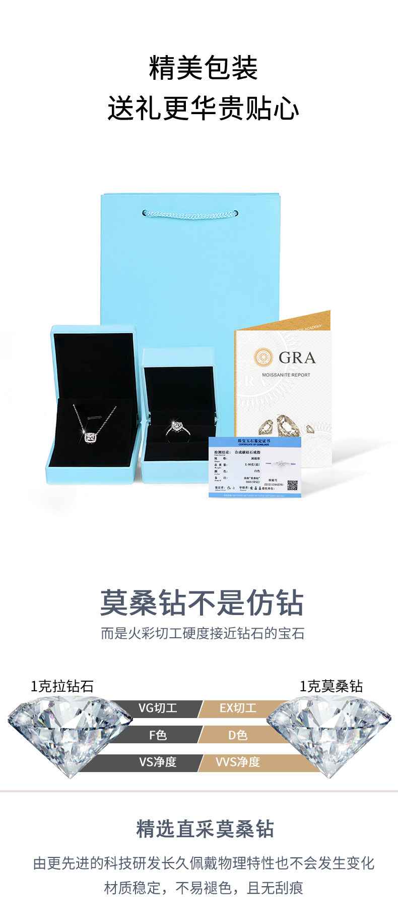 R13330款S925银镀18K白金女戒莫桑钻厘石0.36CT - 6