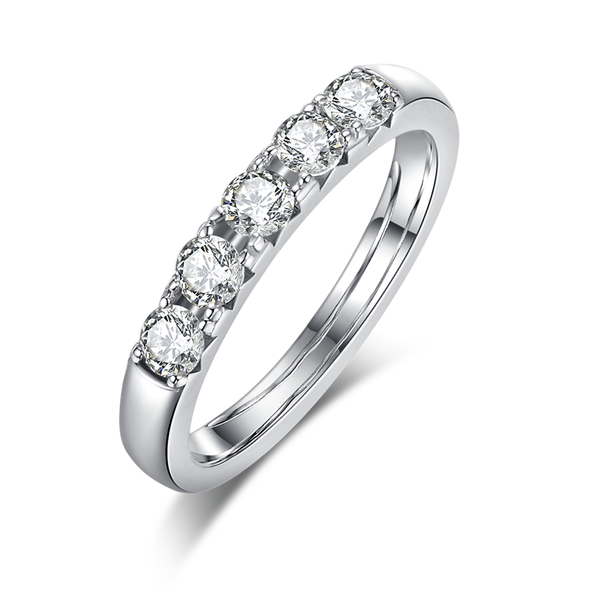 四爪女戒S925银镀18k白金主副套戒叠戴定制主石莫桑钻1.0ct/副石高碳钻