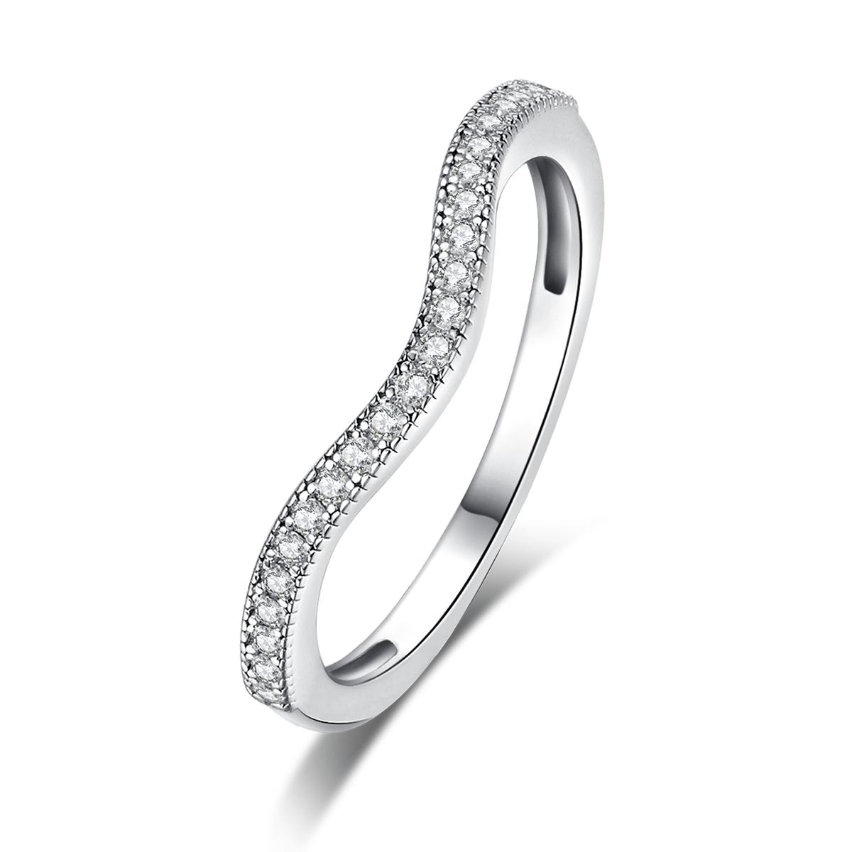方包女戒S925银镀18k白金主副套戒叠戴定制主石莫桑钻1.0ct/副石高碳钻