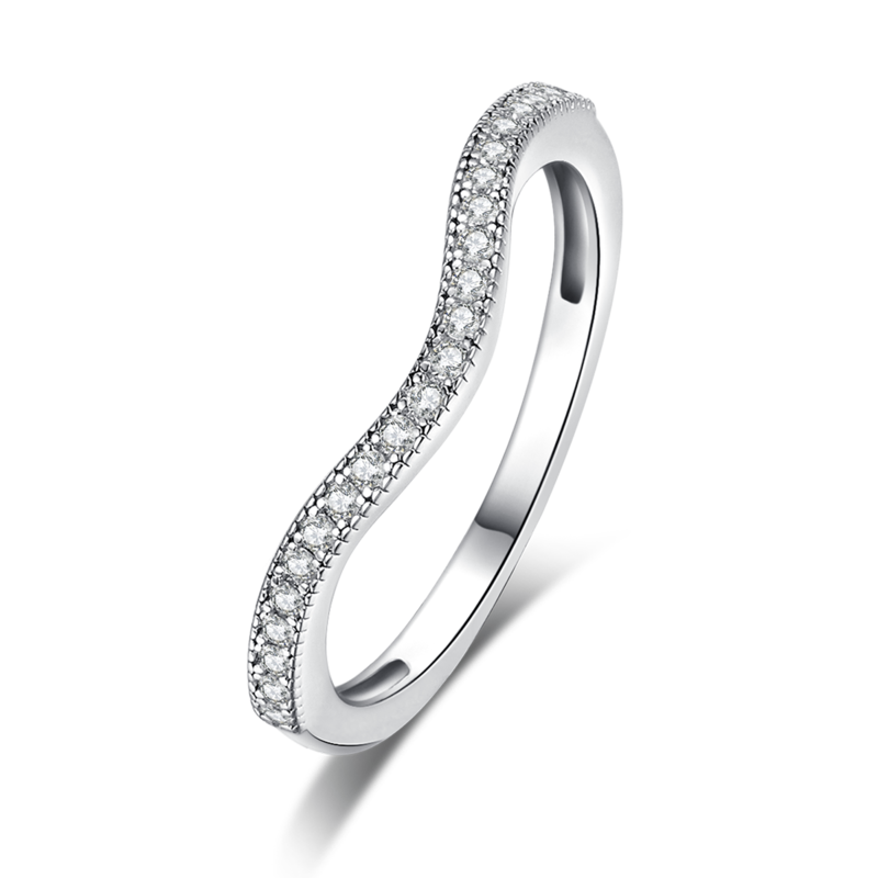 Fang Bao Women's Ring S925 Silver Plated 18k White Gold Primary and Secondary Set Ring Stacking Customized Main Stone Moissanite Diamond 1.0ct/Secondary Stone High Carbon Diamond