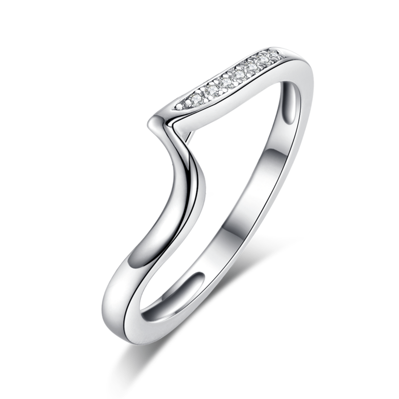 扭臂四爪女戒S925银镀白金主副套戒叠戴定制主石莫桑钻1.0ct/副石高碳钻