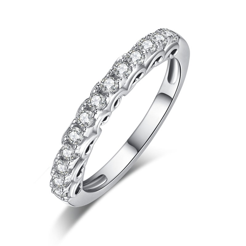 Micro Inlaid Four Claw Women's Ring S925 Silver Plated Platinum Primary and Secondary Set Ring Stacking Customized Main Stone Moissanite Diamond 1.0ct/Secondary Stone High Carbon Diamond