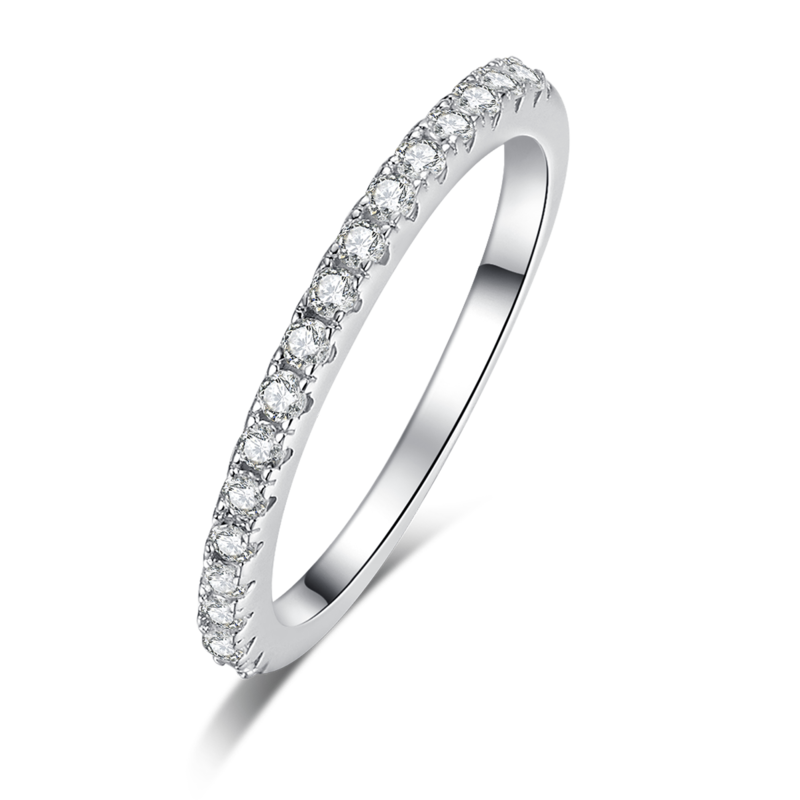 Luxury Round Bag Women's Ring S925 Silver Plated Platinum Primary and Secondary Set Ring Stacked Customized Main Stone Moissanite Diamond 1.0ct/Secondary Stone High Carbon Diamond