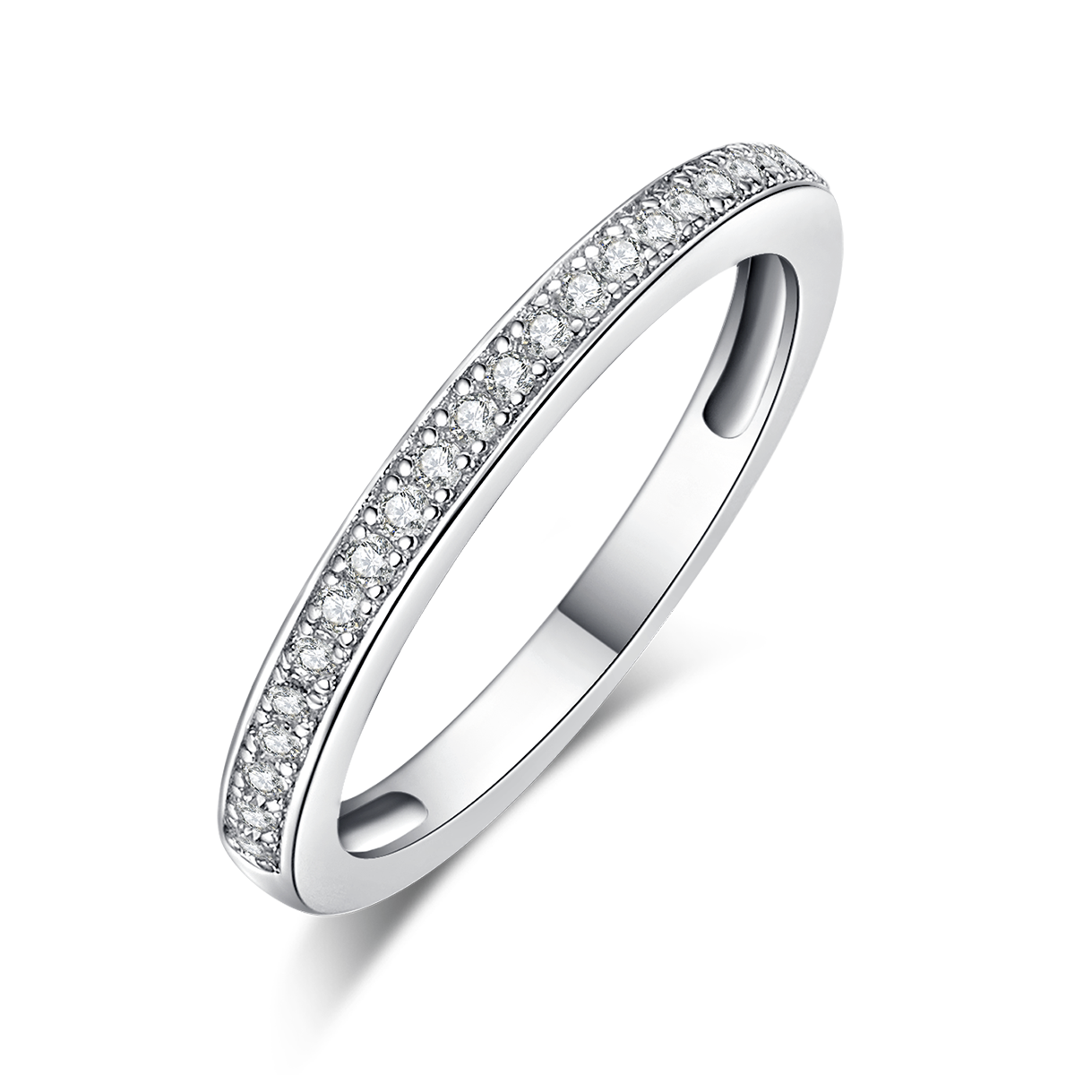 Fang Bao Women's Ring S925 Silver Plated Platinum Primary and Secondary Set Ring Stacking Customized Main StoneMoissanite  1.0ct/Secondary Stone High Carbon Diamond