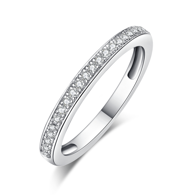 方包女戒S925银镀白金主副套戒叠戴定制主石莫桑钻1.0ct/副石高碳钻