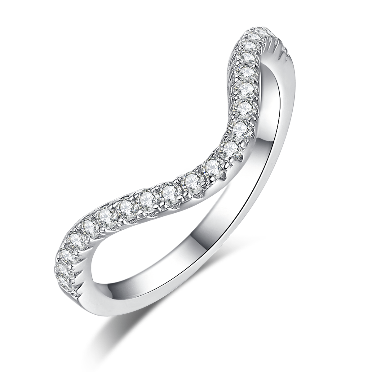 Egg shaped luxury round bag women's ring S925 silver plated platinum main and secondary sets of rings, stacked and customized main stone moissanite  3.0ct/secondary stone high carbon diamond
