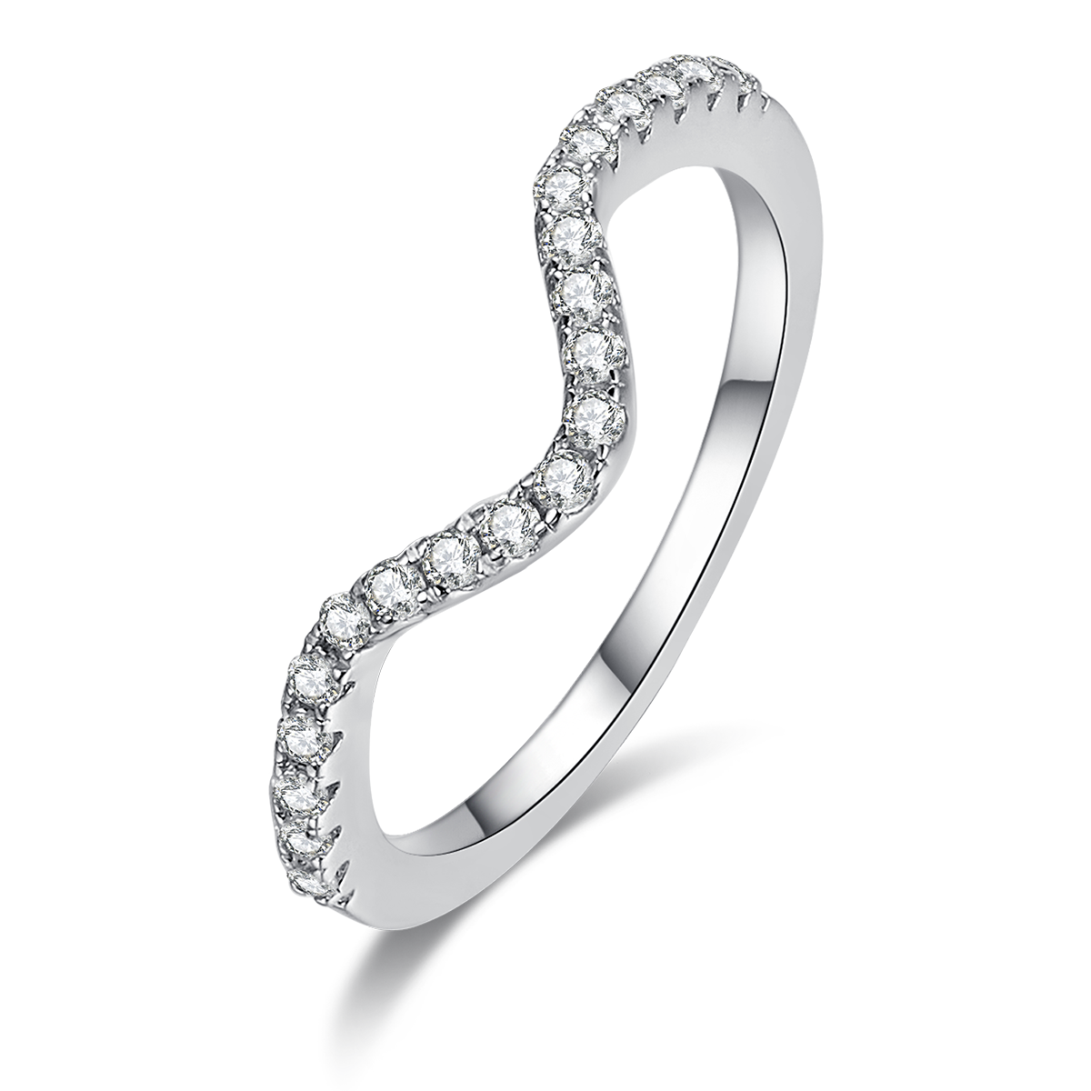 太阳花女戒S925银镀白金主副套戒叠戴定制主石莫桑钻1.0ct/副石高碳钻