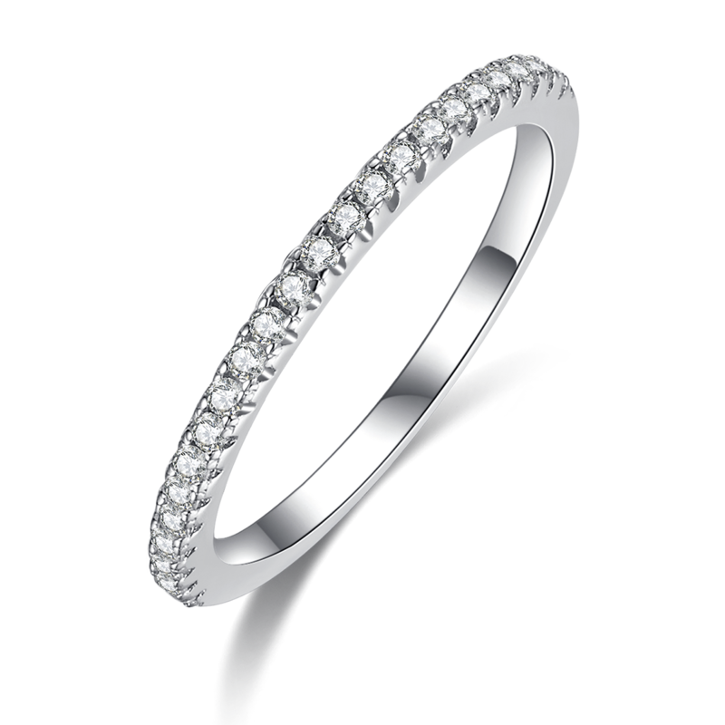 Square Inlaid Women's Ring S925 Silver Plated Platinum Primary and Secondary Set Ring Stacked Customized Main Stone Moissanite Diamond 1.0ct/Secondary Stone High Carbon Diamond