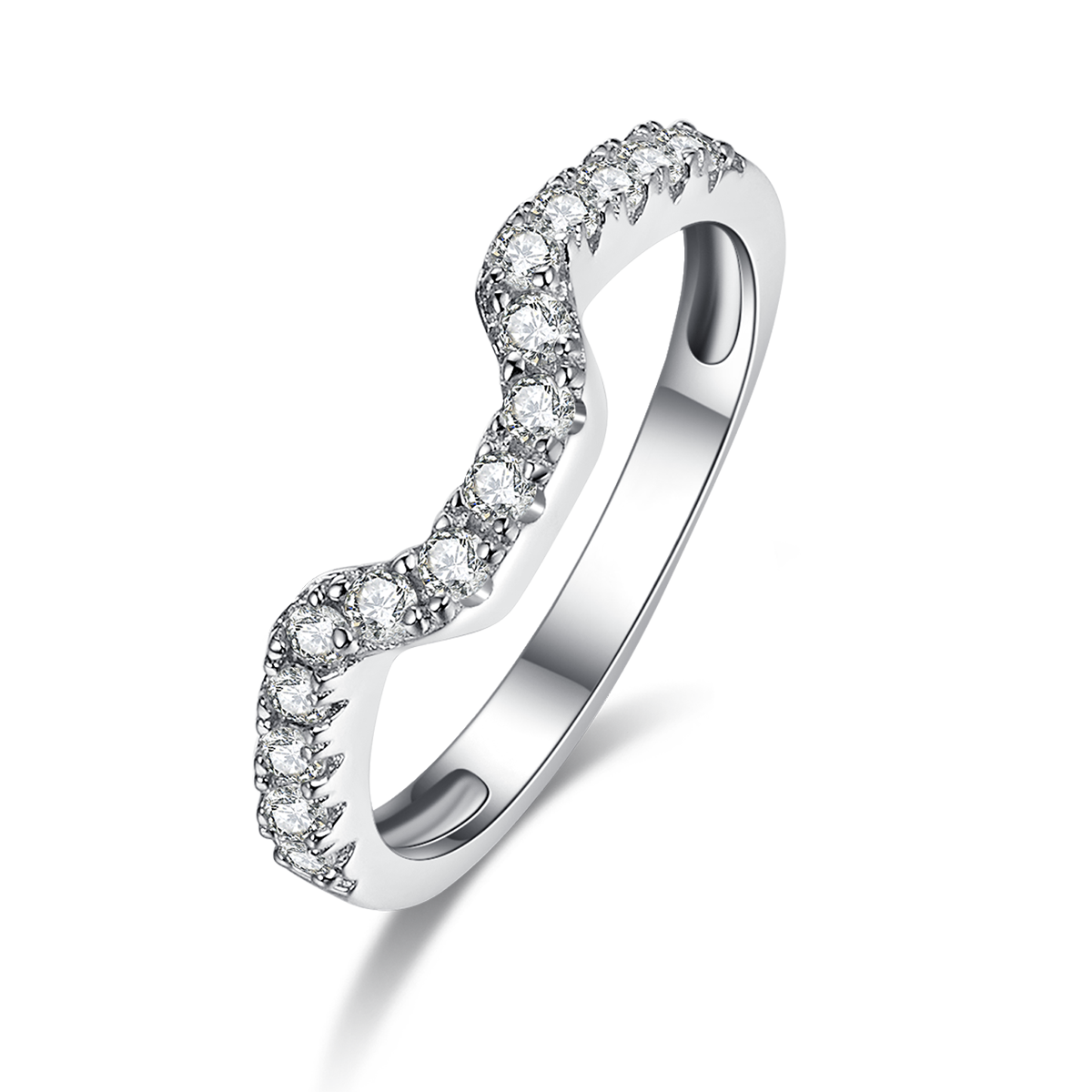 Fashionable luxury square bag women's ring S925 silver plated platinum main and secondary sets of rings, stacked and customized main stone moissanite  1.0ct/secondary stone high carbon diamond